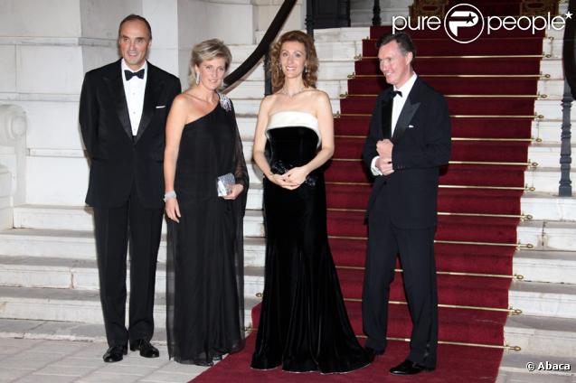 Prince Lorenz et Princesse Astrid de Belgique et Princesse Sibilia et Prince Guillaume du Luxembourg, au dîner de gala de l'E.O.R.T.C à l'Opéra Garnier de Monte Carlo à Monaco le 9 octobre 2009