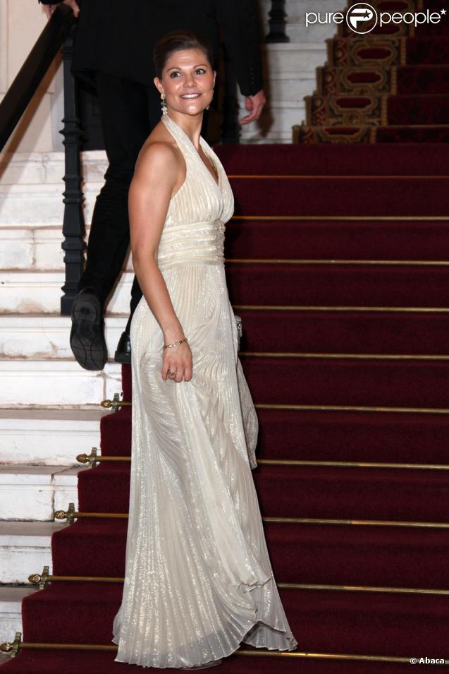 La princesse Victoria de Suède au dîner de gala de l'E.O.R.T.C à l'Opéra Garnier de Monte Carlo à Monaco le 9 octobre 2009
