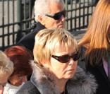 Catherine Costa aux obsèques de son mari, Henri Salvador, le 16 février 2008, en l'Eglise de la Madeleine