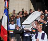 aux obsèques d'Henri Salvador, le 16 février 2008, en l'Eglise de la Madeleine
