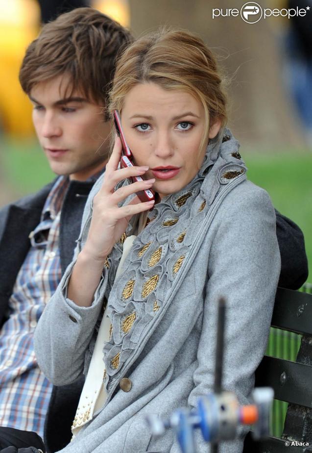 Blake Lively et Chace Crawford sur le tournage de la saison trois de  Gossip Girl , le 14 octobre 2009
