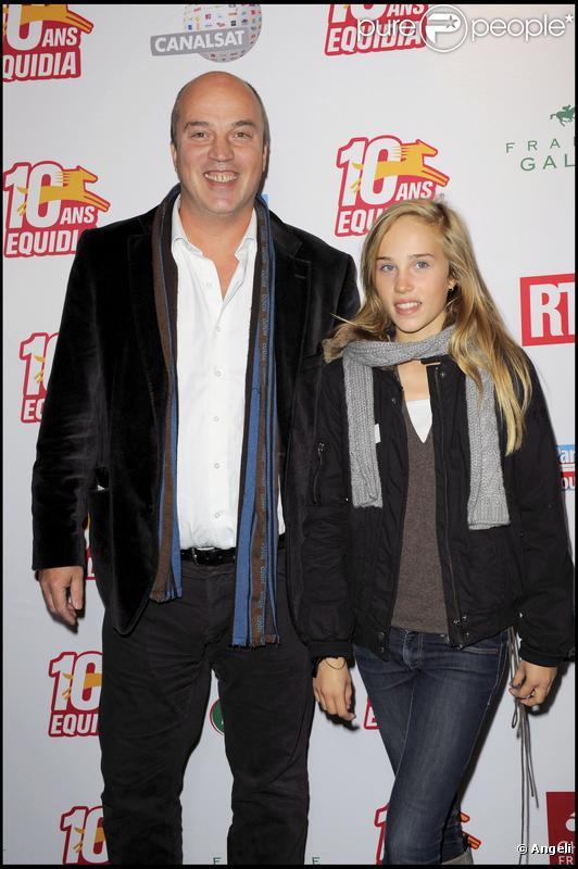 Vincent Parisot et sa fille à la soirée organisée pour les 10 ans de la chaîne Equidia. 20/10/09
