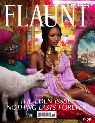 Naomi Campbell en couverture du magazine Flaunt, version censurée