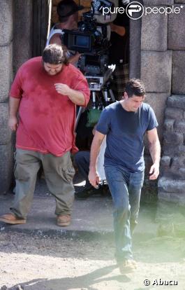 Matthew Fox et Jorge Garcia sur le tournage de Lost à Hawaï le 20 octobre 2009