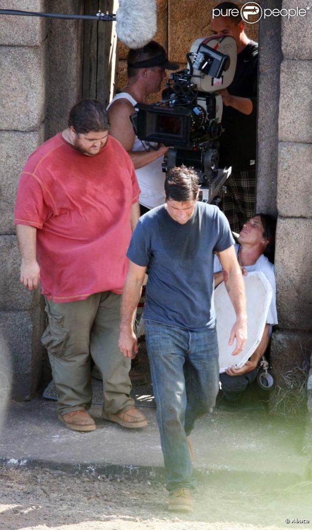Matthew Fox et Jorge Garcia sur le tournage de Lost à Hawaï le 20 octobre 2009