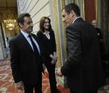 Dany Boon et Nicolas Sarkozy en avril 2008 pour la projection de Bienvenue chez les Ch'tis à l'Elysée