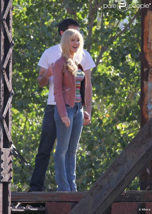 La séduisante Christina Aguilera sur le tournage de  Burlesque , à Los Angeles, le 17 novembre 2009.