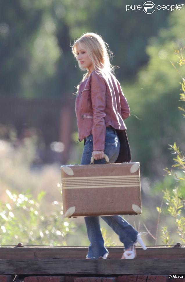 La séduisante Christina Aguilera sur le tournage de  Burlesque , à Los Angeles, le 17 novembre 2009.