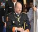 Le prince Albert précédant Stéphanie et Caroline de Monaco lors de la messe en la cathédrale de Monaco pour la fête nationale le 19 novembre 2009