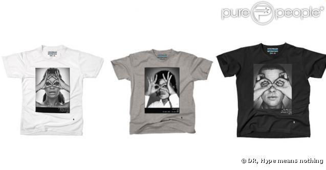 Les t-shirts de la gamme Hype means nothing montrent les stars reprenant un geste commun... Nicolas Sarkozy préparerait-il un t-shirt à son effigie ?