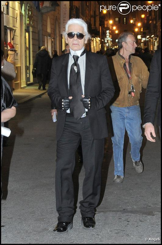 Karl Lagerfeld et Sebastien Jondeau à Rome, 24/11/09.