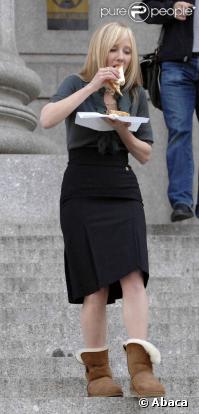 Anne Heche prend une pause déjeuner sur le tournage de Wall Street 2 à New York le 10 novembre 2009