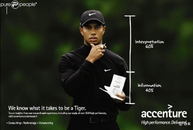 Tiger Woods pour Accenture, sponsor qui a décidé de se retirer suite aux frasques du champion