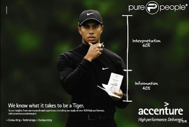 Tiger Woods pour Accenture, sponsor qui a décidé de se retirer suite aux frasques du champion