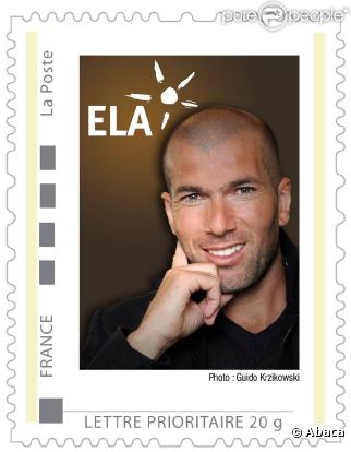 Zinedine Zidane apparaîtra sur des timbres au profit de ELA, début 2010
