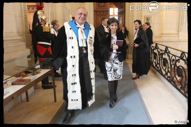 Rachida Dati avec le regretté Philippe Seguin pour l'audience solennelle de rentrée de la Cour des comptes en janvier 2009 quand elle était ministre de la justice.