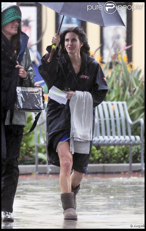 Courteney Cox sur le tournage de Cougar Town à Los Angeles le 20/01/10 