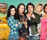La ferme célébrités et les six premiers candidats : Adeline Blondieau, Hermine de Clermont-Tonnerre, Greg Basso, Claudette Dion, Sura Bonaly, Jeane Manson