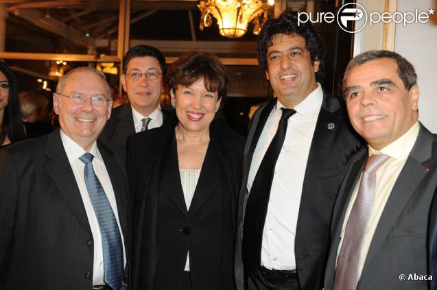 Richard Prasquier (à gauche) et Roselyne Bachelot lors du dîner du Crif au pavillon d'Armenonville le 3 février 2010