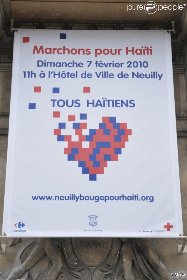 Le rassemblement à Neuilly-sur-Seine en faveur de Haïti le 7 février 2010