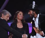 Philippe Gildas, Daniela Lumbroso et Maxim Nucci à la cérémonie des 25e Victoires de la Musique, au Zénith, à Paris. 06/03/2010