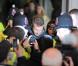 David Beckham lors de son arrivée à l'aéroport de Manchester le 9 mars 2010 pour disputer son match de Ligue des Champions avec le Milan face à son ancien club de Manchester United.