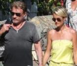 Johnny Hallyday et Laeticia, à Saint-Barthélémy, le 16 mars 2010.