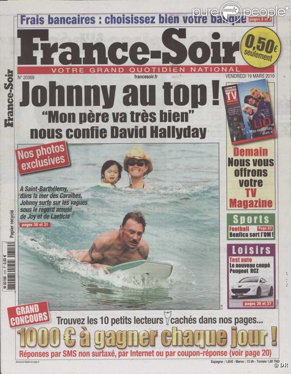 Johnny Hallyday en Une de France-Soir, le 19 mars 2010