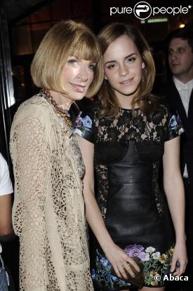 Anna Wintour et Emma Watson à la soirée Vogue à New York le 25 mars 2010
