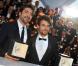Javier Bardem et Elio Germano, prix d'interprétation ex aequo (respectivement pour Biutiful et La Nostra Vita), après la cérémonie de clôture du 63e festival de Cannes le 23 mai 2010