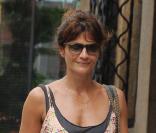Helena Christensen dans le quartier de Greenwich Village à New York, le 1er juin 2010