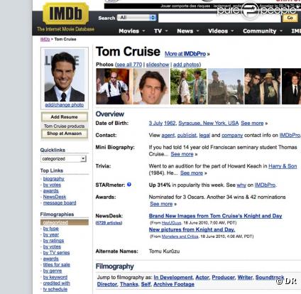 Page IMDb de Tom Cruise 
