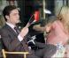 Ed Westwick et Clémence Poésy sur le tournage de Gossip Girl à Paris, le 6 juillet 2010
