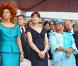 Carla Bruni, Chantal Biya et Pénélope Fillon assistent au défilé du 14 juillet 2010.