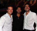 Sébastien Loeb et Luc Alphand à la Byblos Summer Party, à Saint-Tropez, le 13 juillet 2010