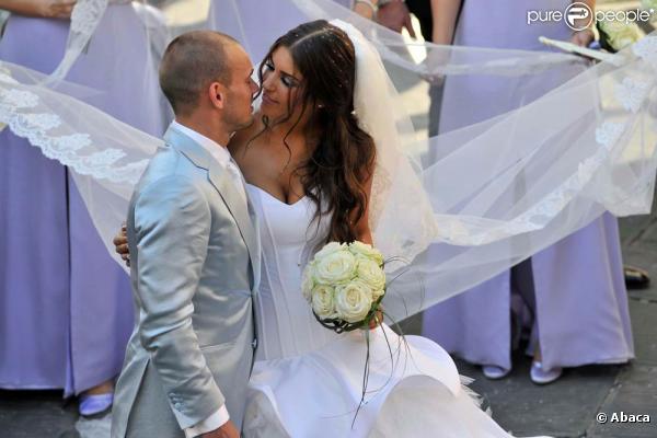 Mariage de Wesley Sneijder et Yolanthe Cabau van Kasbergen, le 17 juillet 2010, à Castelnuovo (Toscane).