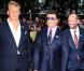 Sylvester Stallone entre Dolph Lundgren et Jason Statham lors de l'avant-première de The Expendables , qui s'est tenue à l'Odeon de Leicester Square, à Londres, le 9 août 2010.