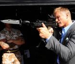Dolph Lundgren lors de la journée promo de  The Expendables , qui s'est notamment tenue à la base militaire de Wellington, près de Londres, le 9 août 2010.