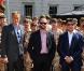 Sylvester Stallone, Dolph Lundgren et Jason Statham, lors de la journée promo de The Expendables , qui s'est notamment tenue à la base militaire de Wellington, près de Londres, le 9 août 2010.