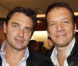 Marc Plisson et Samuel Le Bihan, à la boutique Dupont, à l'occasion de la Vogue Fashion Celebration Night 2010, avenue Montaigne, à Paris, le 7 septembre 2010.