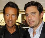 Alexandre Debanne et Marc Plisson, à la boutique Dupont, à l'occasion de la Vogue Fashion Celebration Night 2010, avenue Montaigne, à Paris, le 7 septembre 2010.