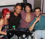 Charlotte, Maxime, Robin et John de Secret Story 4 en soirée au Duplex à Paris le 11 septembre 2010