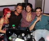 Charlotte, Maxime, Robin et John de Secret Story 4 en soirée au Duplex à Paris le 11 septembre 2010