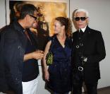 Mario Testino, Vanessa Paradis et Karl Lagerfeld à l'inauguration de l'exposition Karl Lagerfeld, à la Maison Européenne de la Photographie. 14/09/2010