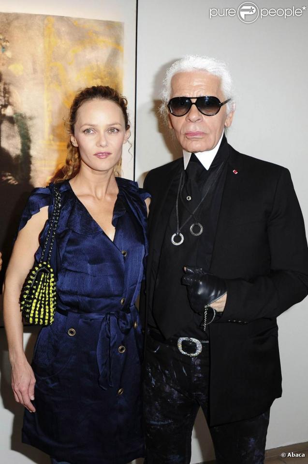 Vanessa Paradis et Karl à l'inauguration de l'exposition Karl Lagerfeld, à la Maison Européenne de la Photographie. 14/09/2010