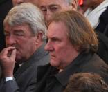 Jean-Claude Gayssot et Gérard Depardieu lors des obsèques de Georges Frêche à la cathédrale Saint-Pierre de Montpellier le 27 octobre 2010