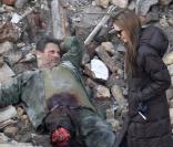 Angelina Jolie sur le tournage de son premier film en tant que réalisatrice, en Hongrie, en novembre 2010.