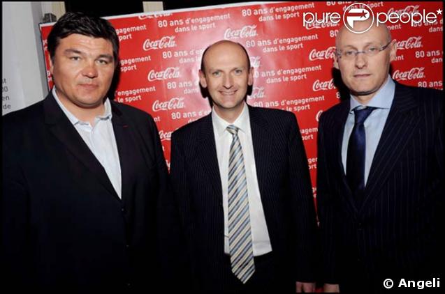 David Douillet, Christian Polge, le président de Coca Cola France, et Bernard Laporte