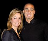 David Trezeguet et sa femme Beatrice au défilé Dsquared2 à la Fashion Week de Milan, le 18 janvier 2011<br />