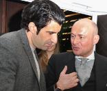 Luis Figo et Georges Kern lors du lancement de la collection Portofino de la marque IWC présentée au 21e Salon de la Haute Horlogerie de Genève, le 18 janvier 2011